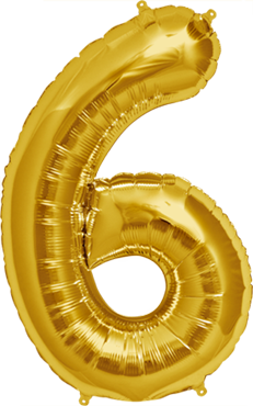 Folienzahl "6" gold 86cm
