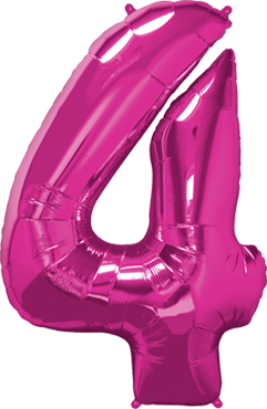 Folienzahl "4" pink 86cm