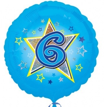 Folienballon 6 blau Stern