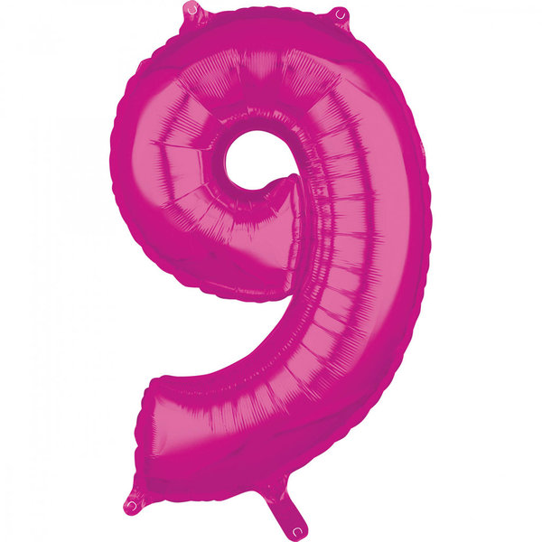 Folienzahl "9" pink 66cm